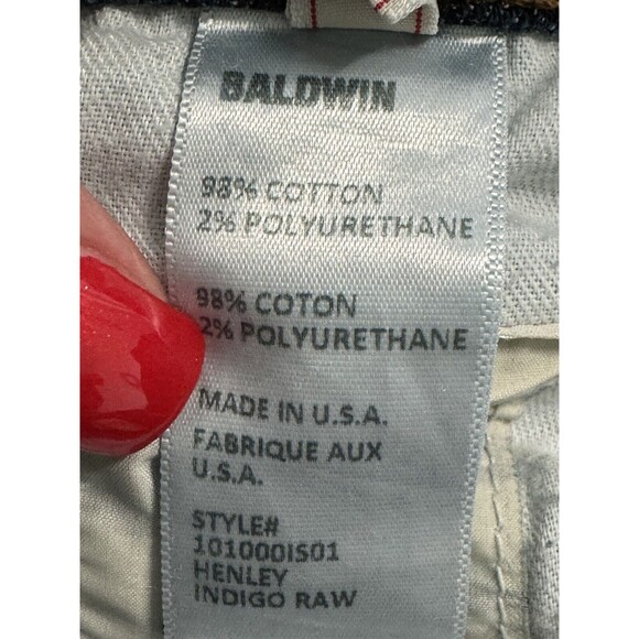 Baldwin Jeans Henley Slim Straight Denim Button Fly Blue Indigo Selvedge 34x32 - Picture 6 of 11